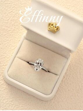 White Gold Oval CZ Engagement Ring Size 5
